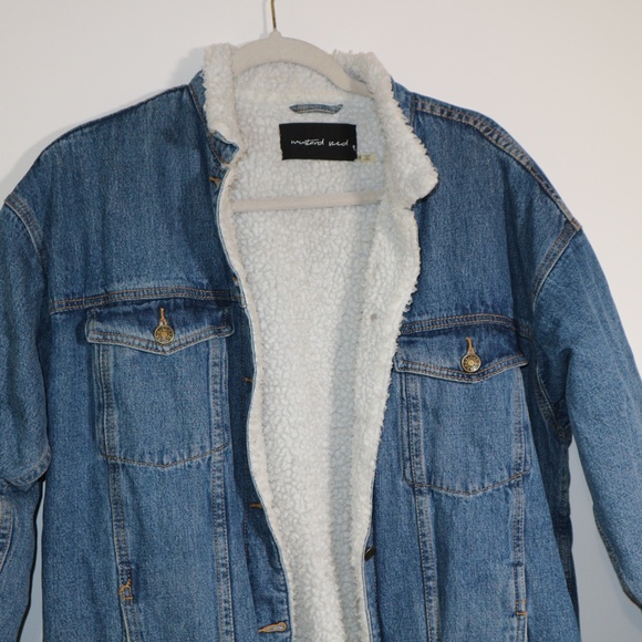 Long Denim Sherpa Lined Jacket | Size S - Picture 2 of 4